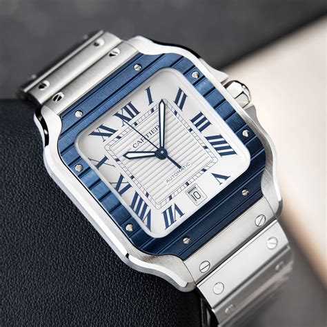 cartier santos 35 mm|cartier santos blue bezel.